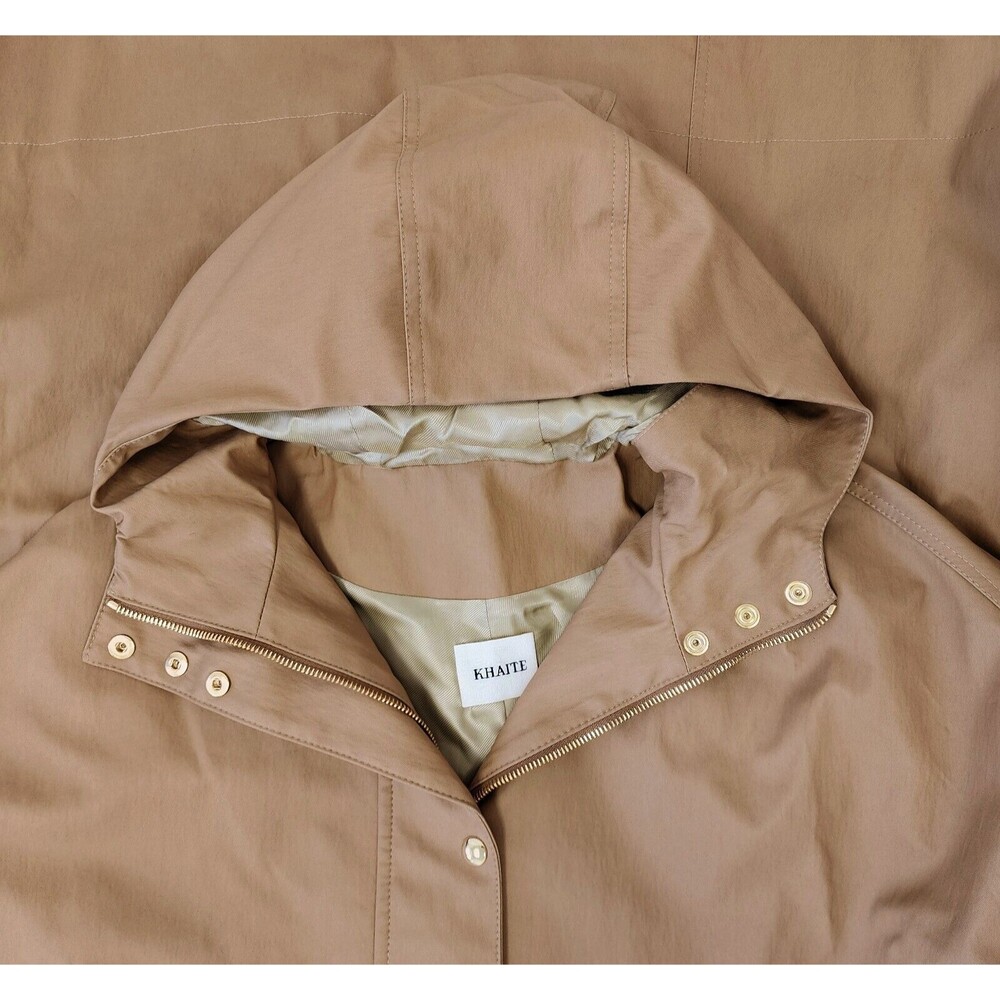 $3800 Khaite Roygen Women's Hooded Cotton Blend Cape Coat Jacket in Khaki Size S - Picture 4 of 6